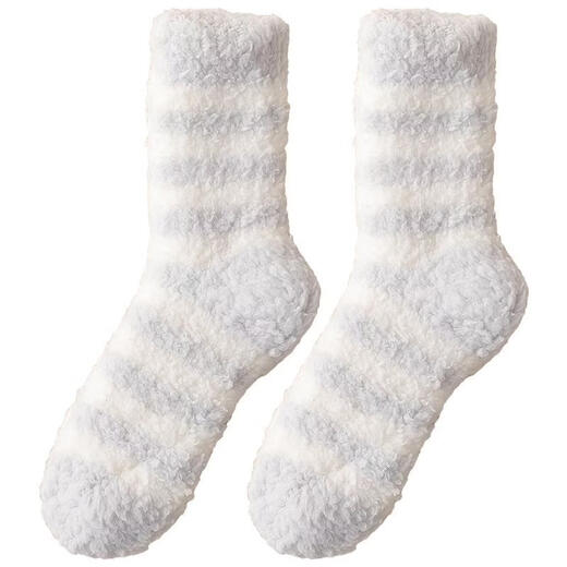 Coral velvet socks for men in autumn and winter, plus velvet and thickening to keep warm, couples sleep and confinement at home, women's adult floor socks, egg yolk, tangerine, cherry pink, coffee color, one size fits all, one size fits all 3540