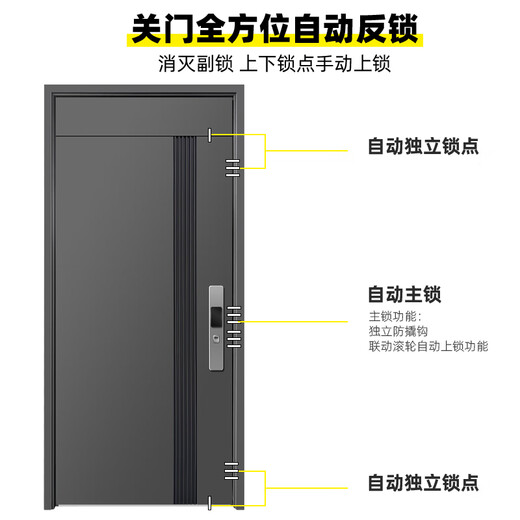 宇安盾防盗门甲级入户门家用安全门子母门静音进户门别墅门发泡填充定制 豪华机械锁 单门2250*1050