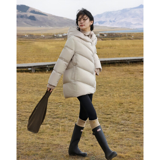 Demana 15D Puff Cloud Winter zero-pressure hooded button-tab mid-length loose bread coat women's down jacket