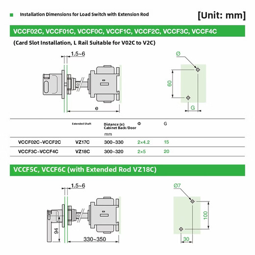 Schneider Electric cabinet door lock with extension rod isolation switch VCCF02C three-pole load switch 63A125A VCCF6C with extension rod 175A