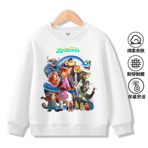 Zootopia 2 clothes movie Fox Nick plus velvet sweatshirt children's men and women parent-child clothing Judy Rabbit long-sleeved T-shirt blue-Crazy Animals-Sweatshirt-120455 130 plus velvet