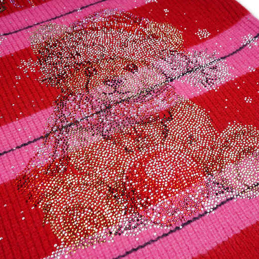 TCH sweater suit for women 25 years autumn and winter style striped hot diamond design versatile slimming temperament gold style two-piece set red L 120-140Jin Jin is equal to 0.5 kg