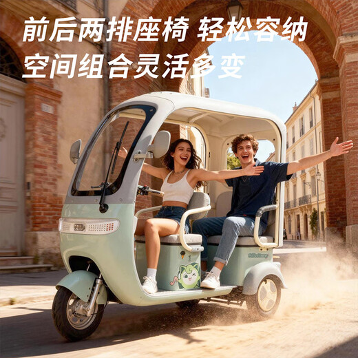 Flying Pigeon electric tricycle for the elderly, household electric tricycle for adults, small-sized, covered, all-in-one pick-up and drop-off for children Chaowei/Tianneng 600W60V24AH black gold about 120 miles