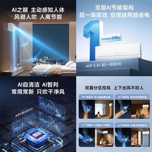 海尔空调 麦浪舒适风 大1匹 一级能效变频 冷暖两用 卧室空调挂机 国家补贴 以旧换新 KFR-26GW/E2-1