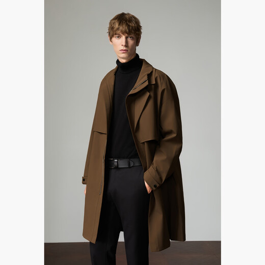 HECHTER Men's Business Casual Long Lapel Windbreaker Easy Care Jacket Men's Khaki - Hot Selling Color L (50)