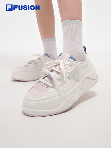 FILA FUSION trendy women's shoes Zhang Hao's same style canvas shoes 2025 new women's sports shoes skateboard shoes milk white/silent pink-GH 36
