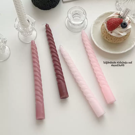 Yusenyi Classic Antique Candle Romantic Sentiment Colorful Spiral Long Rod Atmosphere Home Birthday Candlelight Dinner Smoke-free and Odorless Purple Gradient 4 Packs