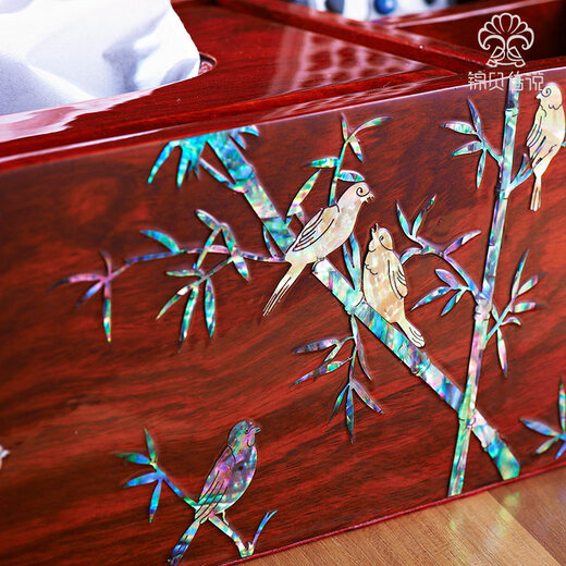 Jinbei Legend wooden mother-of-pearl tissue box remote control storage multi-function tissue box A-003 Bamboo Rhyme Quiet Tissue Box