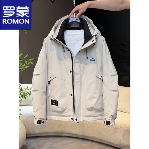 Короткий пуховик Luo Meng, мужская короткая пуховая куртка 2025 года, новая зимняя свободная уличная рабочая одежда, теплая куртка на утином пуху для мужчин, армейский зеленый Luo Meng, натуральная M, рекомендуемый вес 100–125 Jin Jin равен 0,5 кг