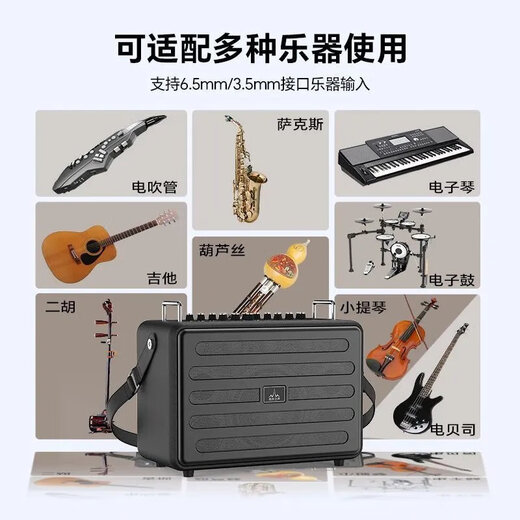 The sound of the forest S2 outdoor guitar electric blowpipe saxophone musical instrument audio karaoke wireless classic black (playing and singing version)