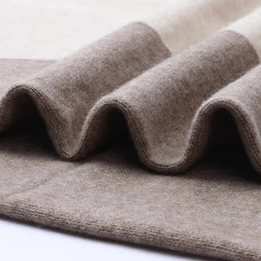 Hengyuanxiang 100% Pure Cashmere Scarf Unisex British Style Contrast Color Casual Scarf Versatile Thickened Warm Scarf Camel Color 60cm*174cm