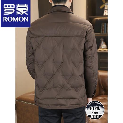 Мужской пуховик ROMON, зима 2025, новая мода, повседневный красивый легкий лацкан, легкий зрелый стиль, короткий новый национальный стандарт, мужская куртка черного цвета, XL, подходит для веса 135-150 Jin Jin, вес 0,5 кг