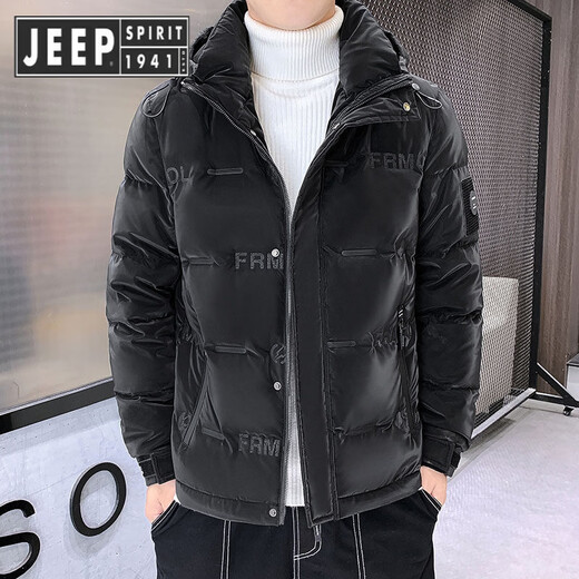 JEEP SPIRIT Jeep down jacket men's winter trendy brand 2025 hooded thickened work clothes handsome warm and cold weather clothing versatile outer 8003 down jacket black 3XL
