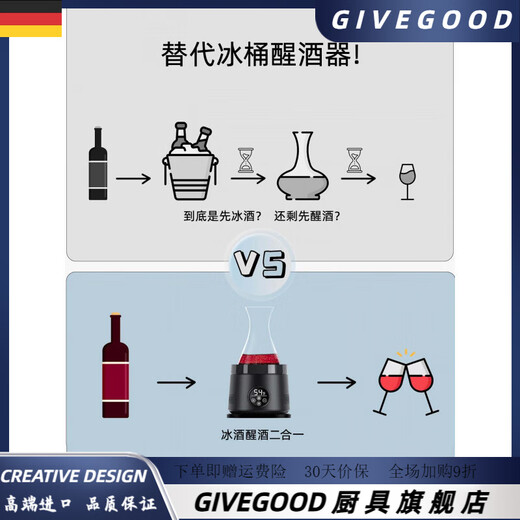 GIVEGOOD Germany imported high-quality intelligent electronic wine decanter ice sober integrated constant temperature cold wine instrument home wine red wine sober white