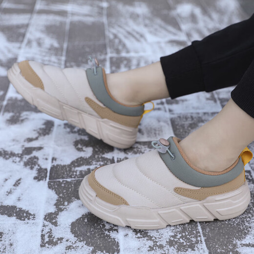 Children's cotton slippers for home, breathable, non-slip, autumn and winter, velvet, warm, shock-absorbing, rebound, lightweight indoor and outdoor cotton shoes, khaki size 31