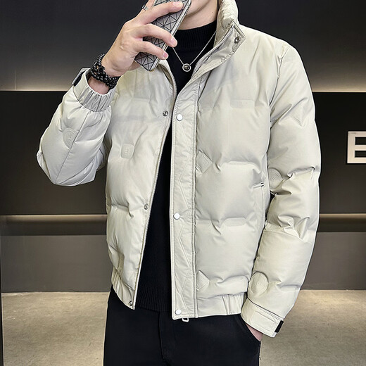 SNOWFLYING high-end brand winter new stand collar winter new white duck down thickened trendy versatile down jacket men's jacket off-white XL men's 2025 new model recommended 140-160Jin Jin equals 0.5 kg