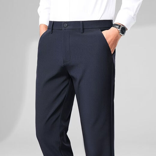 MARCO AZZALI high-end brand men's casual trousers autumn and winter plus velvet business young and middle-aged iron-free straight elastic slim men's trousers black 33 recommended 140-150 Jin Jin equals 0.5 kg