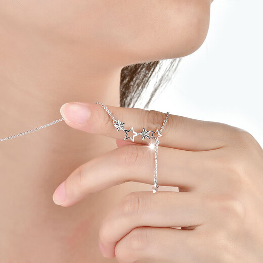 MZMZ platinum necklace for women platinum pt950 pendant star fashion clavicle chain double 12th birthday gift for girlfriend local warehouse next day delivery light luxury star wishing necklace