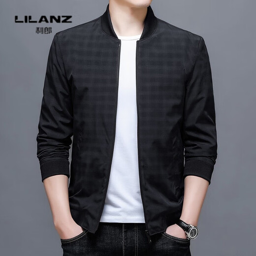 Lilang Herbst-Herrenjacke im koreanischen Stil, trendige Jacke, lässige Herren-Oberteile für junge und mittlere Männer, Schwarz, M (170)