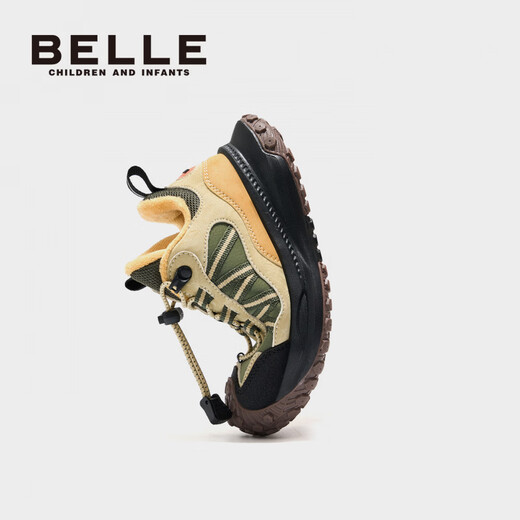 Belle Children's Shoes Children's Sports Shoes Autumn and Winter New Warm Cotton Shoes Outdoor Soft Sole Anti-Slip Boys Casual Running Shoes BL5515 Green 29