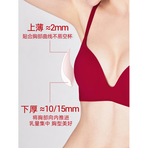 Miss Curiosity Red Underwear Women Push Up Small Breast Wedding Bridal Wireless Seamless Bra Set Zodiac Year of the Horse Gift Box Lucky Popular Set (Basic Solid Color Style) 70A