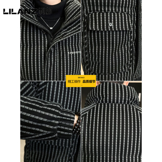 利郎（LILANZ）官方羽绒服男款竖条纹高端免洗2025新款痞帅保暖防寒服休闲外套冬 藏青色-旗舰款 3XL (175-190)斤