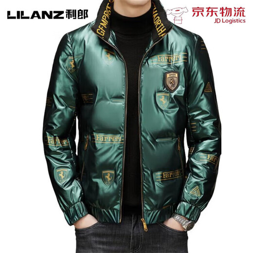 LILANZ Мужской глянцевый несмываемый пуховик Короткий зимний стиль Утепленный модный красивый повседневный утиный черный цвет L _Рекомендуется 100-120 Джин Джин равен 0,5 кг для ношения