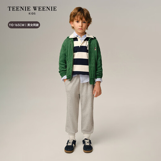 Teenie Weenie Kids 26-year-old new boys and girls college hooded zipper cardigan sweater pink 110 cm