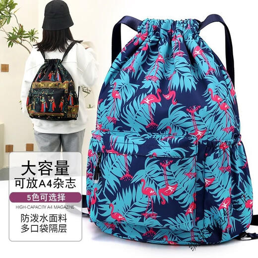 Ye Yu Folding Travel Bag Pocket Backpack Lightweight Drawstring Backpack Large Capacity Storage Sports Fitness Waterproof Dancing Under the Tree 25 Extremely Thick Classic Fashion + Travel + Can Be Carried by All Ages