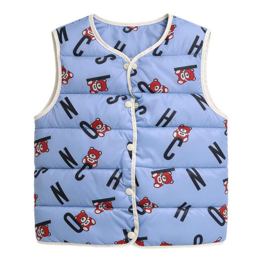 MANIYADAISHU Children's Vest Boys Girls Vest Baby Baby Waistcoat Reversible Printed Liner Cotton Jacket Mickey Mouse (off-white) 120