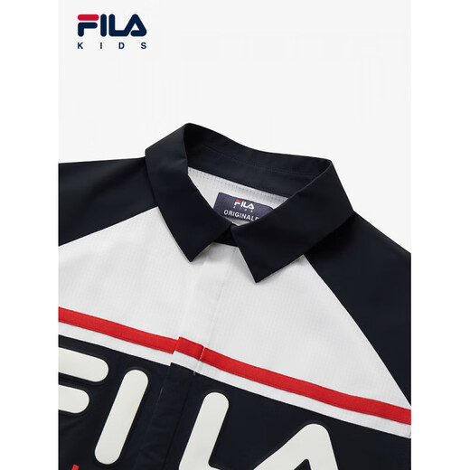 Fila Children's Clothing Shirts 2025 Autumn New Boys' Short-sleeved Lapel POLO Shirt for Medium and Large Children Cloud Mushroom White-WT 140 cm