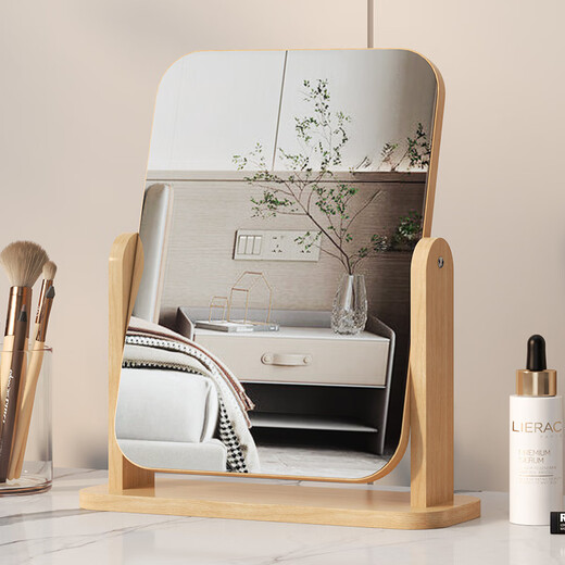 Mirror desktop vertical 2025 new makeup table mirror with light makeup mirror makeup mirror desktop desktop light luxury makeup mirror three-tone light large round mirror white high-definition mirror damage guarantee