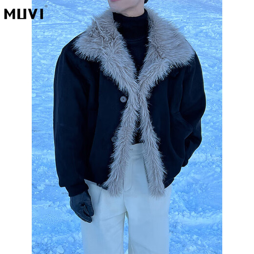 Muwei suede mountain carving cotton jacket for men 2025 autumn and winter new high quality thickened warm padded jacket American jacket black top quality XL recommended 130-150Jin Jin equals 0.5 kg