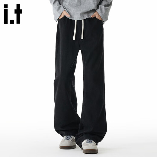 CHOCOOLATE it schwarze Bootcut-Jeans für Herren 2025 Herbst und Winter amerikanische Modemarke Retro-lose Hosen schwarz S empfohlen 95Jin Jin entspricht 0,5 kg -110Jin Jin entspricht 0,5 kg