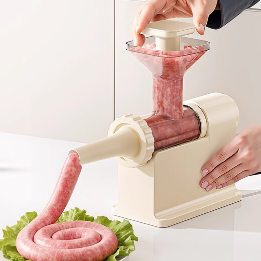 Deming Electric Sausage Filling Machine Sausage Artifact Fully Automatic Home Sausage Sausage Enema Tank Meat Sausage Sausage Casing Tool Fully Automatic Sausage Stuffing Machine - White Free 1 Pack of Sausage Casings + Cotton Thread Gloves 4 Enema Tubes