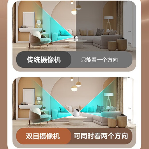 Jing Xiaodou Fluorite's Dual Camera 10 millones Camera Home Monitor de 360 ​​grados Conversación de telefonía móvil Conversación de telefonía inalámbrica Wifi Wifi Amarillo Baby Pet Escort Regalo