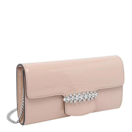 JIMMY CHOO Women's Chain Bag Magnetic Buckle Internal Zipper Bag Detachable Shoulder Strap Adjustable Shoulder Strap Calfskin Light Pink Pink TU