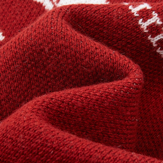 Demana Mengma Shenghua winter warm velvet yarn sweater round neck contrast color jacquard slightly loose women's sweater