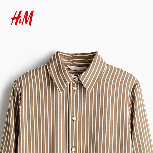 H&M 2026 Spring New Women's Shirt 1220978 Beige/Stripes XXS 150/76