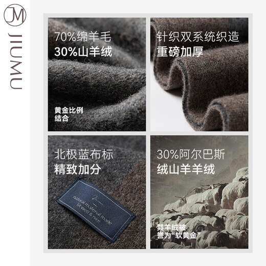JIUMU scarf men's warm autumn and winter gift box thickened scarf for boyfriend's elder birthday gift dark gray