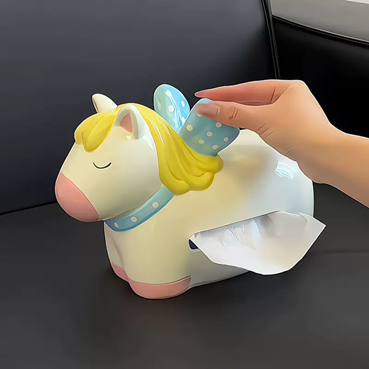Yusenyi Carousel Tissue Box Ceramic Home Napkin Storage Box 2026 Year of the Horse Decorative Living Room Desktop Ornaments (1 Pack) Purple Eggplant
