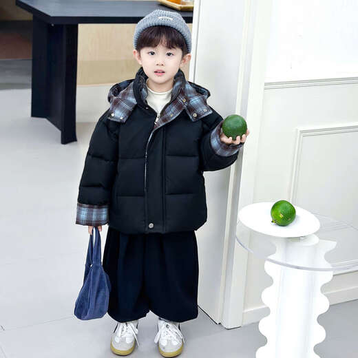 BALA is suitable for boys' cotton-padded winter clothes and children's velvet jackets 2025 new handsome street windproof boy baby brown cotton-padded jacket (velvet style) 90cm