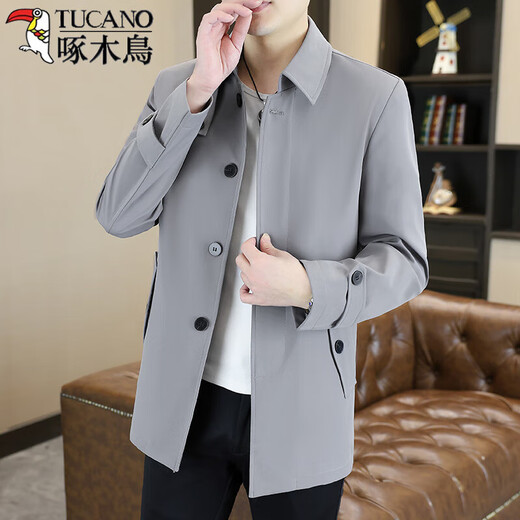 Woodpecker (TUCANO) spring and autumn new lapel windbreaker men's mid-length Korean style high-end business casual cloak coat trendy khaki XL
