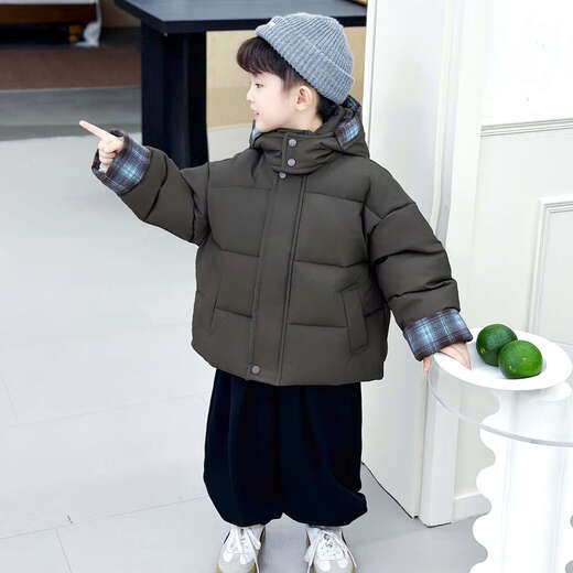 BALA is suitable for boys' cotton-padded winter clothes and children's velvet jackets 2025 new handsome street windproof boy baby brown cotton-padded jacket (velvet style) 90cm