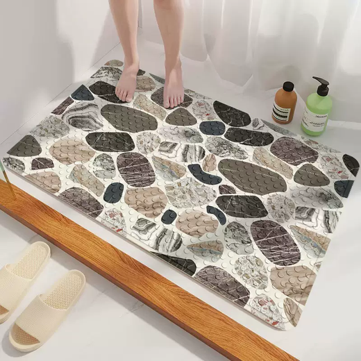 Yusenyi bathroom non-slip floor mat, shower room suction cup mat, special anti-fall foot mat for bathing for elderly and children, bathtub toilet mat, colored stones, bottom suction cup, strong anti-slip, 40cmX70cm, rectangular suction cup floor mat