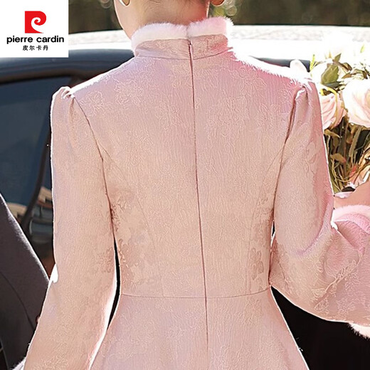 Pierre Cardin Pink Toast Wear Bridal 2025 New Chinese Engagement Dress Thickened Winter Wedding Day Casual Dress Pink 205 S Dress Size is Small Consult Customer Service to Check Size