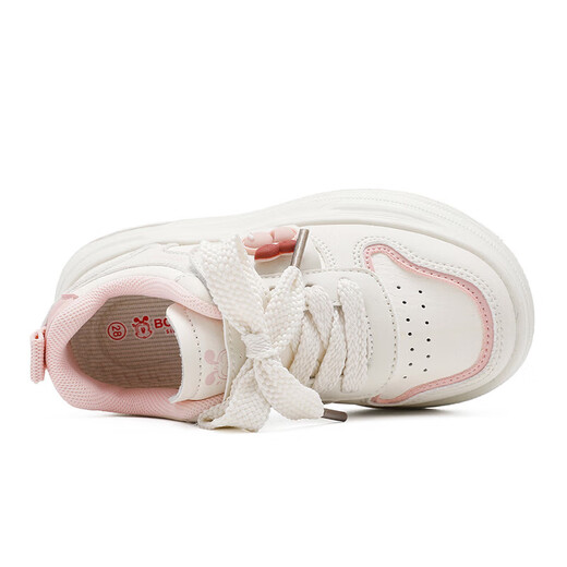 BOBDOG Children's Shoes Girls' Shoes Girls 2026 Spring New Casual Low-top Campus White Shoes Children's Sports Shoes Mi/Fruit Powder 26 Suitable for Feet Length 14.9CM