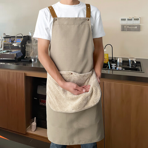 Tuojin imported quality hand-wiping apron from Germany for kitchen and household 2025 new style waterproof and oil-proof for cooking and dining beige English bread_normal style