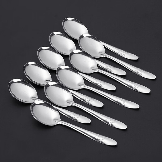 Shantou Lincun spoon for eating, stainless steel spoon, household flat spoon, watermelon spoon, tableware spoon, drinking spoon, family spoon, practical