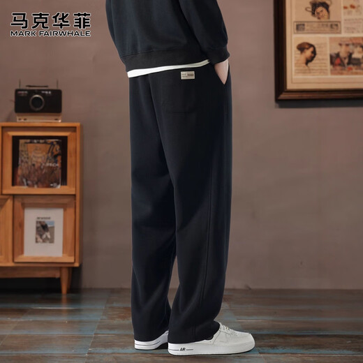 MARK FAIRWHALE Casual Pants Men's Winter Loose Guard Pants Men's Pants American Fashion Brand Wide Leg Long Pants Black XL
